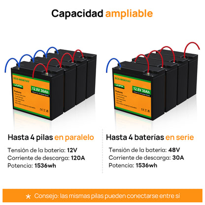 Batería Litio LiFePO4 12V 30Ah - Batería Litio LiFePO4 12V - eco - worthy - es