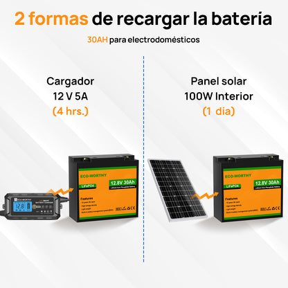 Batería Litio LiFePO4 12V 30Ah - Batería Litio LiFePO4 12V - eco - worthy - es