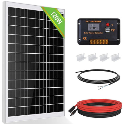 Kit Solar Aislada 120W 240W 12V (1/2x120W) con Inversor 600W+Batería de Litio 0.6kWh - 100W - 1000W Kit Solar Aislada - eco - worthy - es