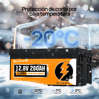 Batería Litio LiFePO4 12V 280Ah Con Bluetooth - Batería Litio LiFePO4 12V - eco - worthy - es