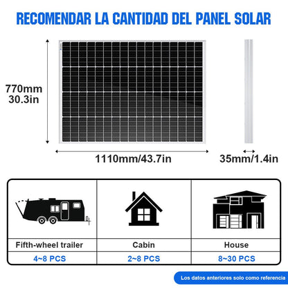 170W 12V Panel Solar Monocristalino - 100W - 170W Paneles solares - eco - worthy - es