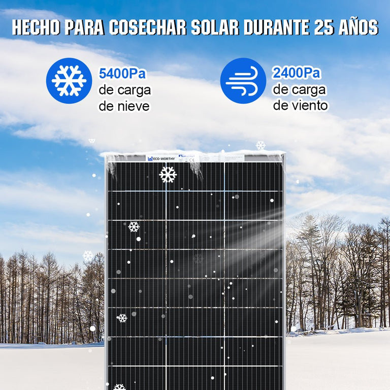 Bifacial 195W 12V Panel Solar Monocristalino - 100W - 170W Paneles solares - eco - worthy - es