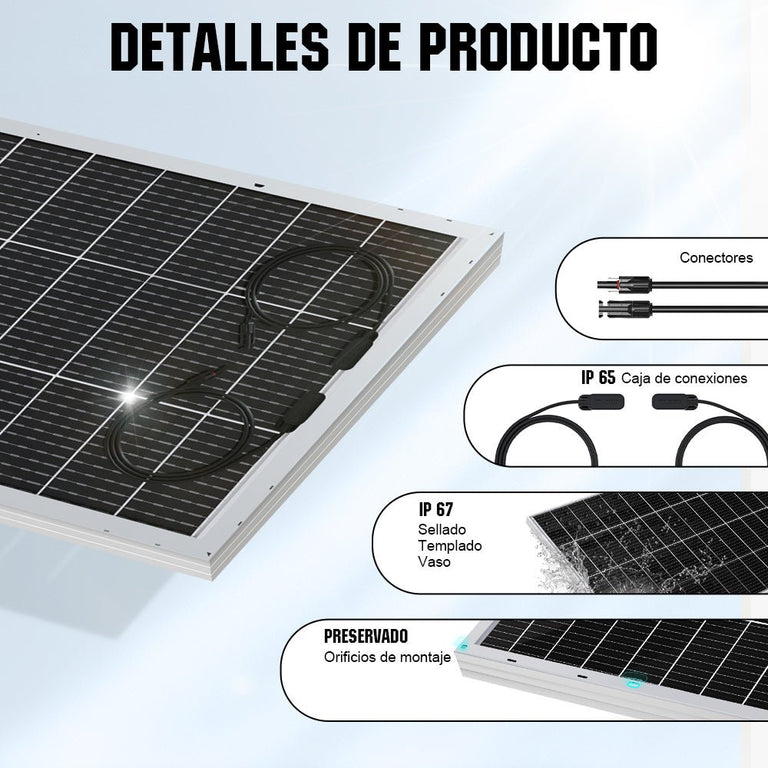 Bifacial 195W 12V Panel Solar Monocristalino - 100W - 170W Paneles solares - eco - worthy - es