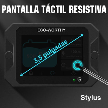 Monitor de batería con 3.5" pantalla táctil de 300A con sensor Hall para baterías AGM y de litio (LiFePO4) - Monitor de batería - eco - worthy - es
