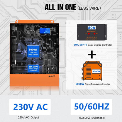 Inversor Cargador Onda Sinusoidal Pura 5000W 48V con Regulador MPPT 80A - Inversores Solares - eco - worthy - es