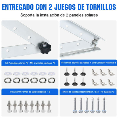 Soportes de montaje de inclinación ajustable para panel solar de 45" de longitud - Soportes de montaje - eco - worthy - es