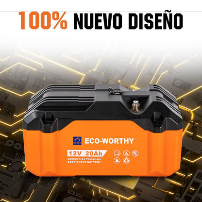 Batería portátil Litio LiFePO4 12V 20Ah - Batería Litio LiFePO4 12V - eco - worthy - es