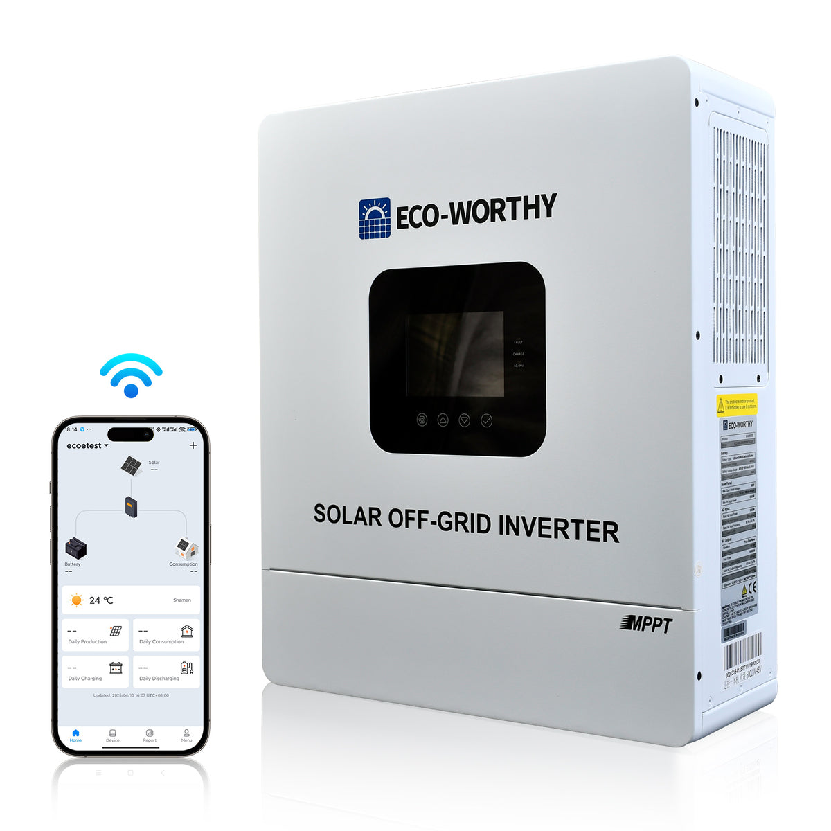 Inversor Híbrido Solar Todo‑en‑Uno 5000W 48V Onda Senoidal Pura MPPT 99,9% - Inversores Solares - eco-worthy-es