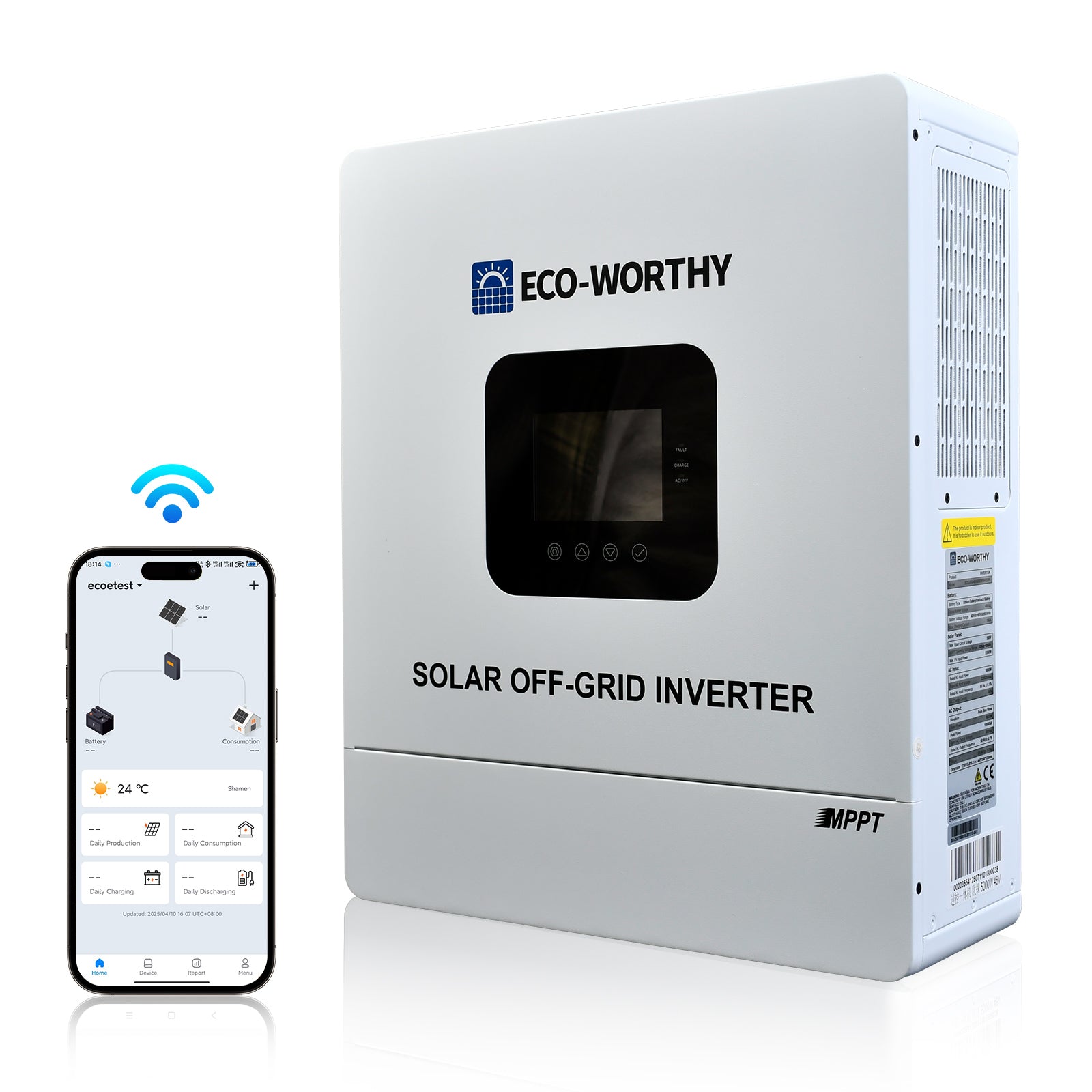 Inversor Híbrido Solar Todo‑en‑Uno 5000W 48V Onda Senoidal Pura MPPT 99,9% - Inversores Solares - eco-worthy-es