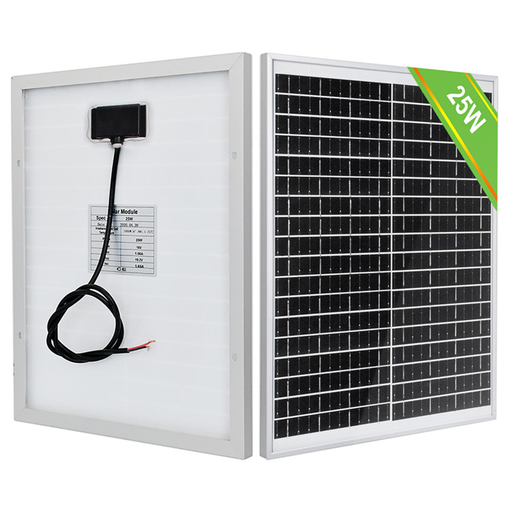 25W 12V Kit de cargador de goteo de panel solar monocristalino | ECO-WORTHY