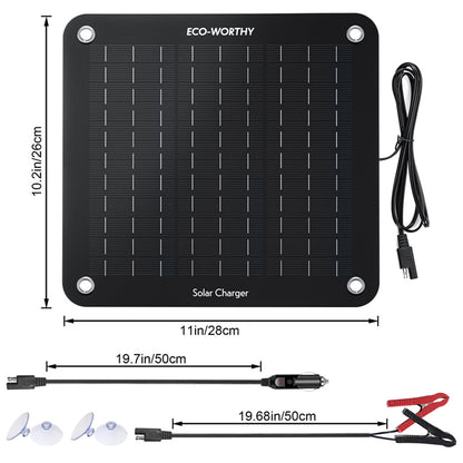 10W Cargador solar portátil para baterías de 12V en automóvil y barco - 5W - 25W Paneles solares - eco - worthy - es
