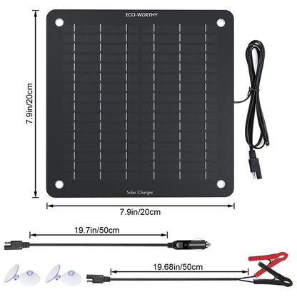 10W Cargador solar portátil para baterías de 12V en automóvil y barco - 5W - 25W Paneles solares - eco - worthy - es