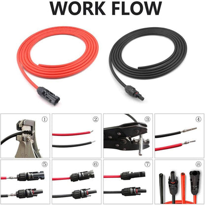 5m 4mm² Cables de extensión solar Cables con conectores MC4 hembra y macho - Cableado - eco - worthy - es