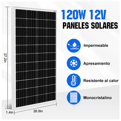 Kit Solar Aislada 120W 240W 12V (1/2x120W) con Inversor 600W+Batería de Litio 0.6kWh - 100W - 1000W Kit Solar Aislada - eco - worthy - es