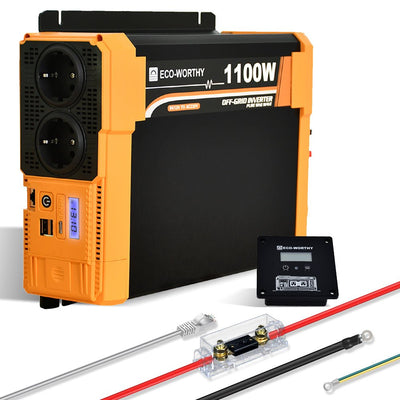 Inversor de Onda Sinusoidal Pura de 1100W de 12V a 230V para Kits Solares Aislada - Inversores Solares - eco - worthy - es