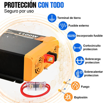 Inversor de Onda Sinusoidal Pura de 1100W de 12V a 230V para Kits Solares Aislada - Inversores Solares - eco - worthy - es