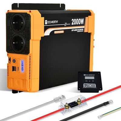 Inversor de Onda Sinusoidal Pura de 2000W de 12V a 230V para Kits Solares Aislada - Inversores Solares - eco - worthy - es