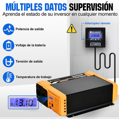Inversor de Onda Sinusoidal Pura de 2000W de 12V a 230V para Kits Solares Aislada - Inversores Solares - eco - worthy - es