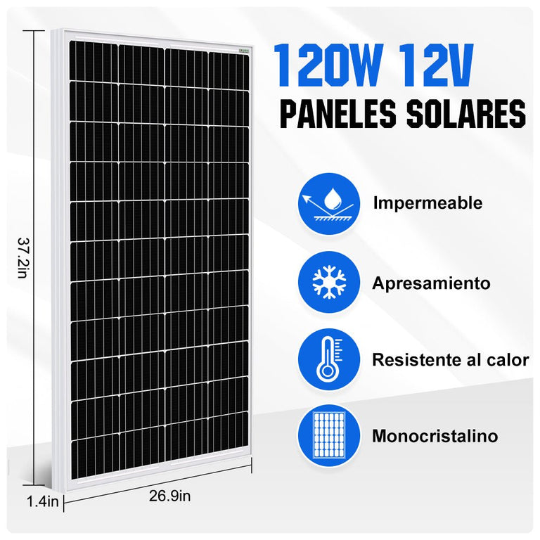 Kit Solar Aislada 480W 12V (4x120W) con Inversor 1.1kW+Batería de Litio 1.2kWh - 100W - 1000W Kit Solar Aislada - eco - worthy - es