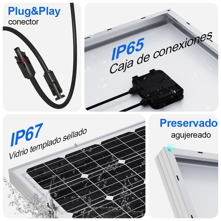 170W 12V Panel Solar Monocristalino - 100W - 170W Paneles solares - eco - worthy - es