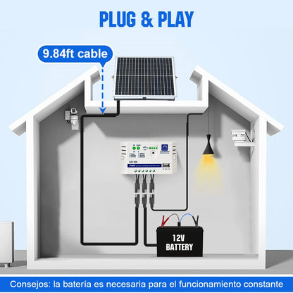 25W 12V Kit de cargador de goteo de panel solar monocristalino - 5W - 25W Paneles solares - eco - worthy - es