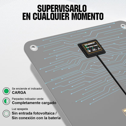 10W Cargador solar portátil para baterías de 12V en automóvil y barco - 5W - 25W Paneles solares - eco - worthy - es