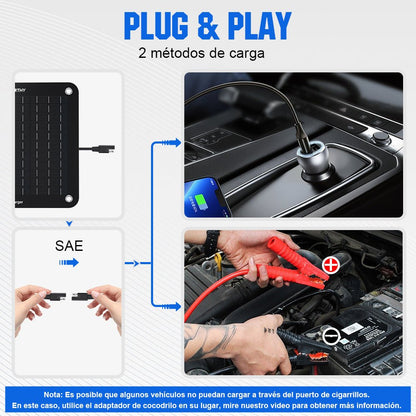 10W Cargador solar portátil para baterías de 12V en automóvil y barco - 5W - 25W Paneles solares - eco - worthy - es