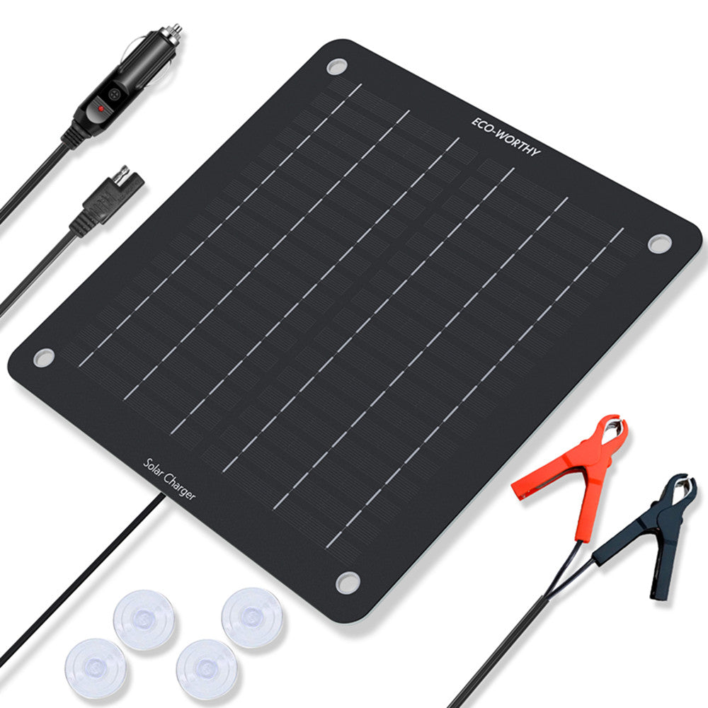 Kit de carga portátil impermeable de 7.5 W con batería solar mejorada de 12  V para automóvil, automóvil, automóvil, motocicleta, barco, marina