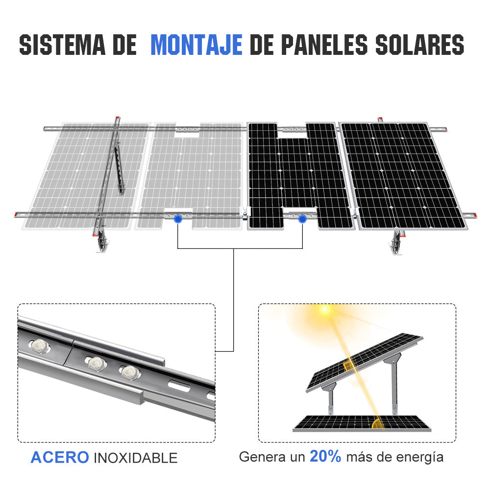 Soportes de montaje de panel solar de varias piezas ajustables para 1-4  piezas de paneles solares